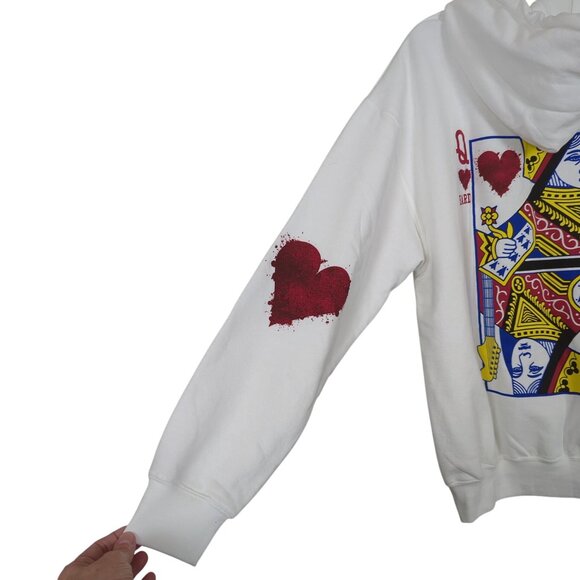 Hard Rock Hotel & Casino Biloxi white zip Hoodie size L Queen of Hearts Graphic - Picture 3 of 16